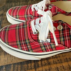 Vans Red Tartan Plaid Low-Top Sneakers